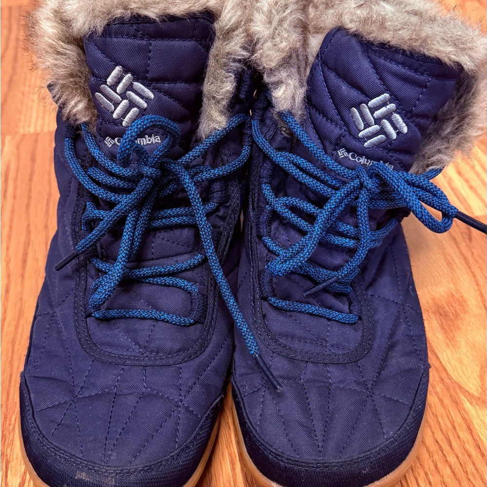 Columbia Kids' Blue Quilted Boots with Fur Trim
